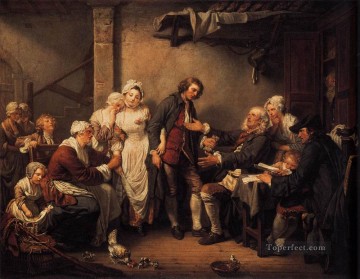  Baptiste Oil Painting - L Accordee de Village figure Jean Baptiste Greuze